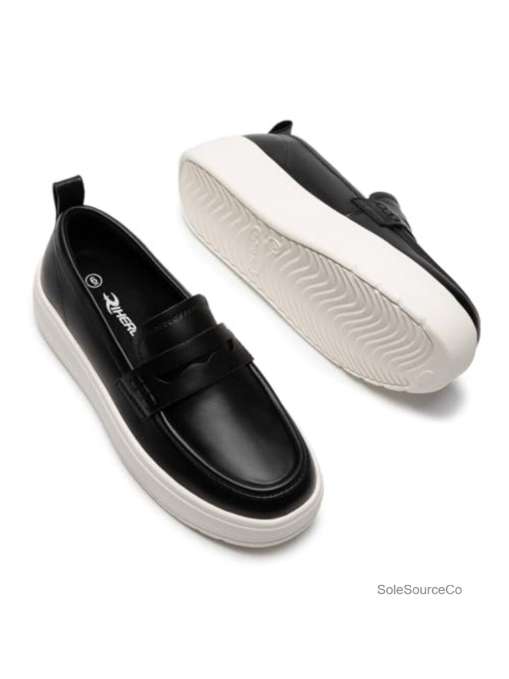 Women's Platform Loafers Slip On Comfortable Work Casual Shoes Faux Leather - Picture 5 of 6